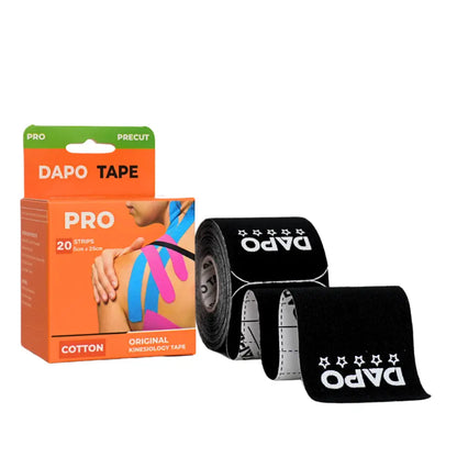[Dapo] Precut Kinesiology Tape, 2 Roll (40 Strips 2 Inch X 16Ft) Original Cotton Latex-Free, Flexible Athletic Tape for Fitness, Sport Training, Recovery Sports Tapes