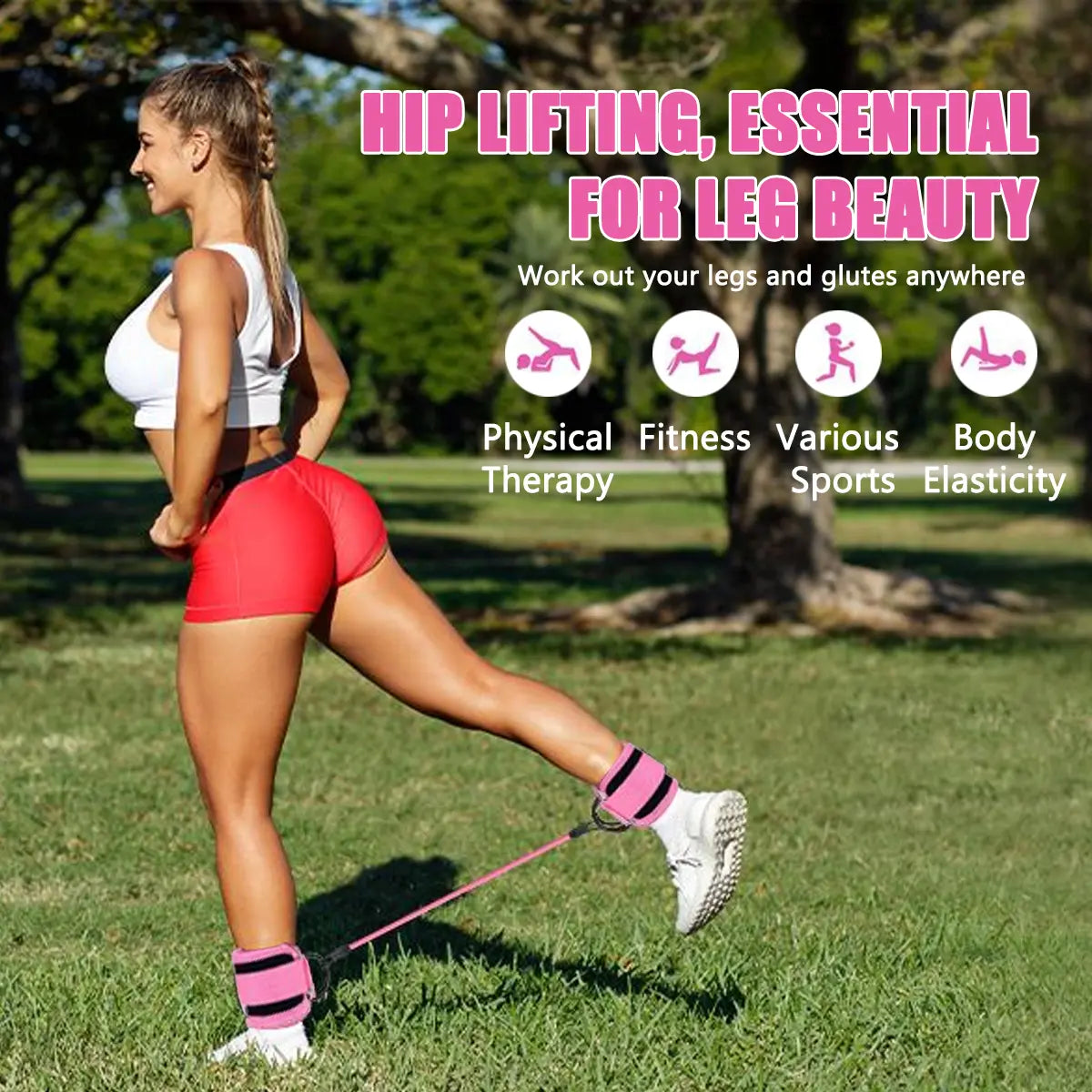 Ankle Resistance Bands, Ankle Bands for Working Out with Cuffs, Resistance Bands for Leg Butt Training Workout Equipment for Kickbacks Hip Gluteus Training, Ankle Strap with Exercise Bands