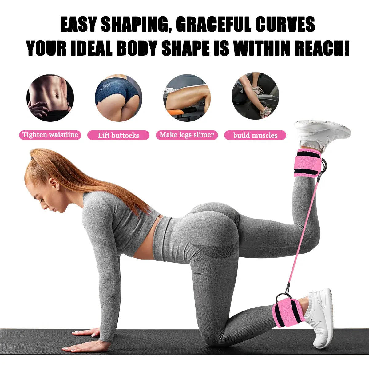Ankle Resistance Bands, Ankle Bands for Working Out with Cuffs, Resistance Bands for Leg Butt Training Workout Equipment for Kickbacks Hip Gluteus Training, Ankle Strap with Exercise Bands