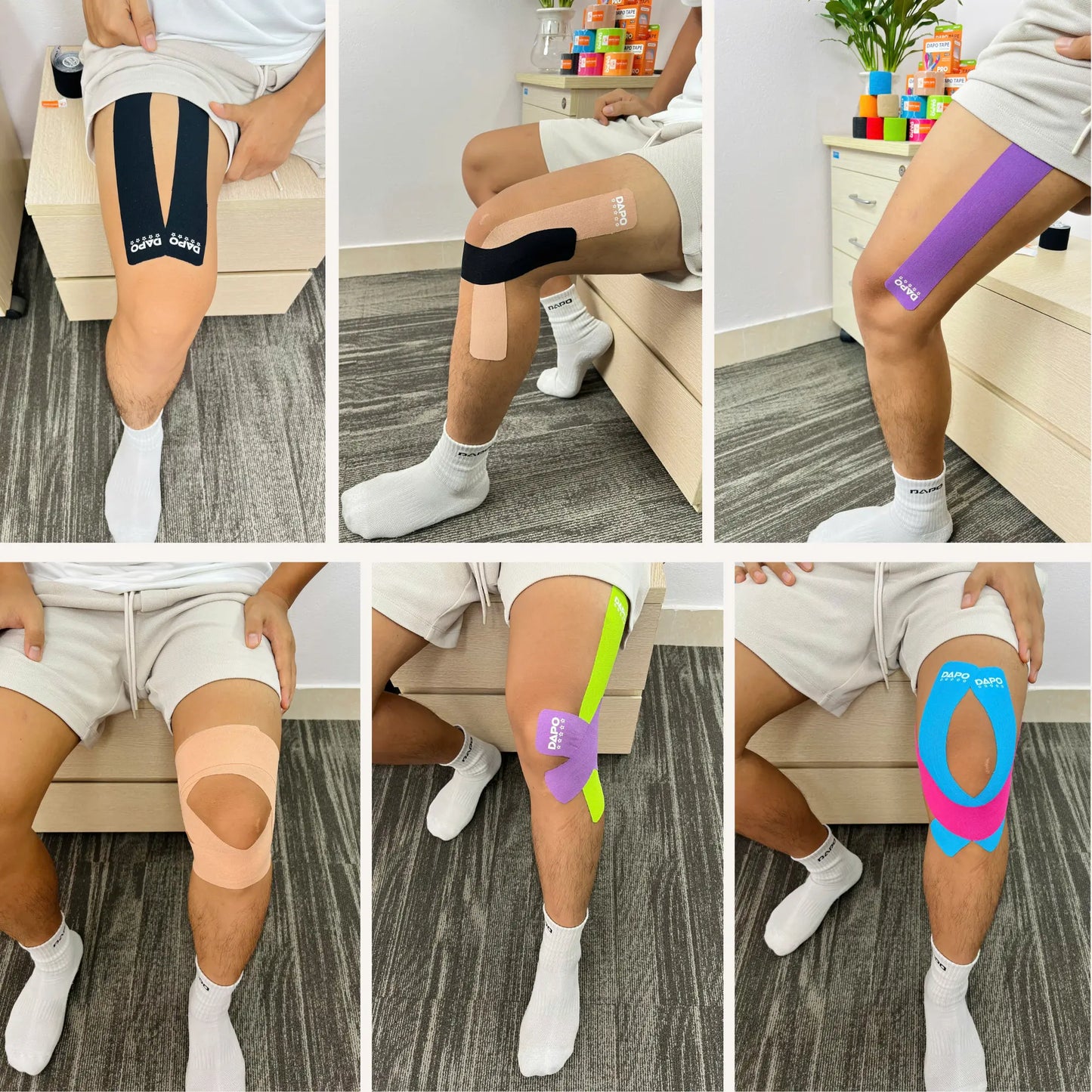 [Dapo] Precut Kinesiology Tape, 2 Roll (40 Strips 2 Inch X 16Ft) Original Cotton Latex-Free, Flexible Athletic Tape for Fitness, Sport Training, Recovery Sports Tapes