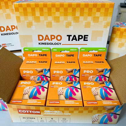 [Dapo] Precut Kinesiology Tape, 2 Roll (40 Strips 2 Inch X 16Ft) Original Cotton Latex-Free, Flexible Athletic Tape for Fitness, Sport Training, Recovery Sports Tapes