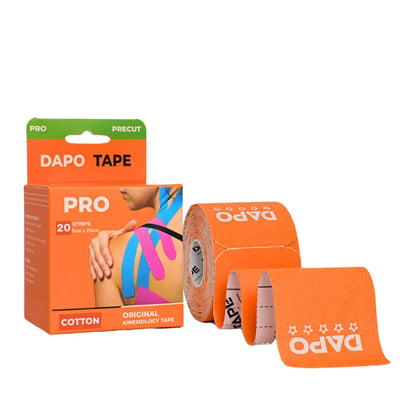 [Dapo] Precut Kinesiology Tape, 2 Roll (40 Strips 2 Inch X 16Ft) Original Cotton Latex-Free, Flexible Athletic Tape for Fitness, Sport Training, Recovery Sports Tapes