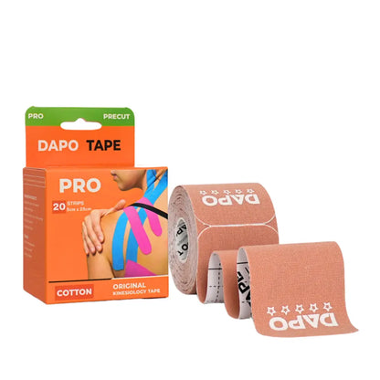[Dapo] Precut Kinesiology Tape, 2 Roll (40 Strips 2 Inch X 16Ft) Original Cotton Latex-Free, Flexible Athletic Tape for Fitness, Sport Training, Recovery Sports Tapes