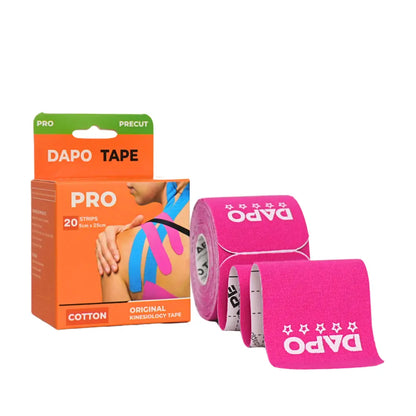 [Dapo] Precut Kinesiology Tape, 2 Roll (40 Strips 2 Inch X 16Ft) Original Cotton Latex-Free, Flexible Athletic Tape for Fitness, Sport Training, Recovery Sports Tapes