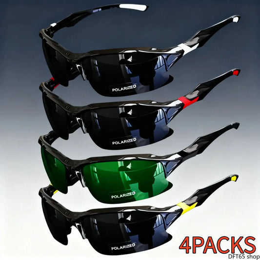 4-Pack Polarized Sports Sunglasses for Baseball, Running, Fishing, Golf and Driving, Windproof Uv-Blocking Eyewear for Men Women