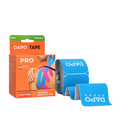 [Dapo] Precut Kinesiology Tape, 2 Roll (40 Strips 2 Inch X 16Ft) Original Cotton Latex-Free, Flexible Athletic Tape for Fitness, Sport Training, Recovery Sports Tapes