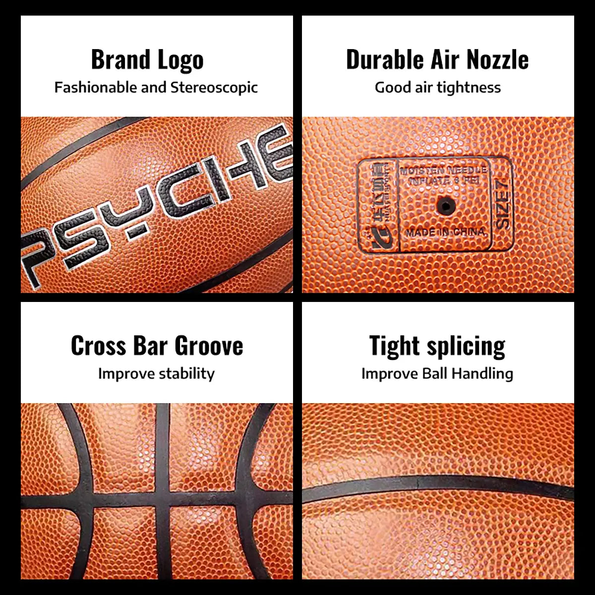 PSYCHE Basketball Leather Size 7 Basketball Original Classic 29.5" Indoor Outdoor Basketball Ball Games